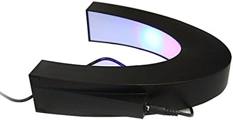 Senders Floating Globe with LED Lights C Shape Magnetic Levitation Floating Globe World Map for Desk Decoration (Black-Silver)